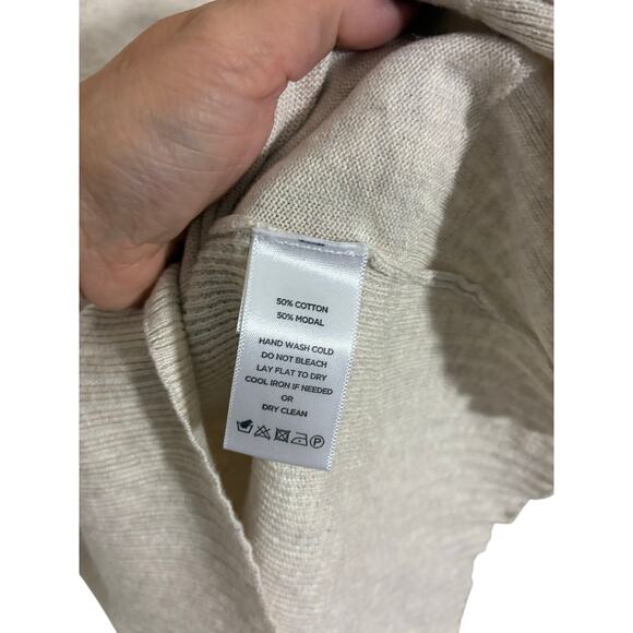 Lilla P Knit Sweater Cotton Modal S Minimalist Neutral V-Neck Preppy Sustainable - Picture 3 of 4